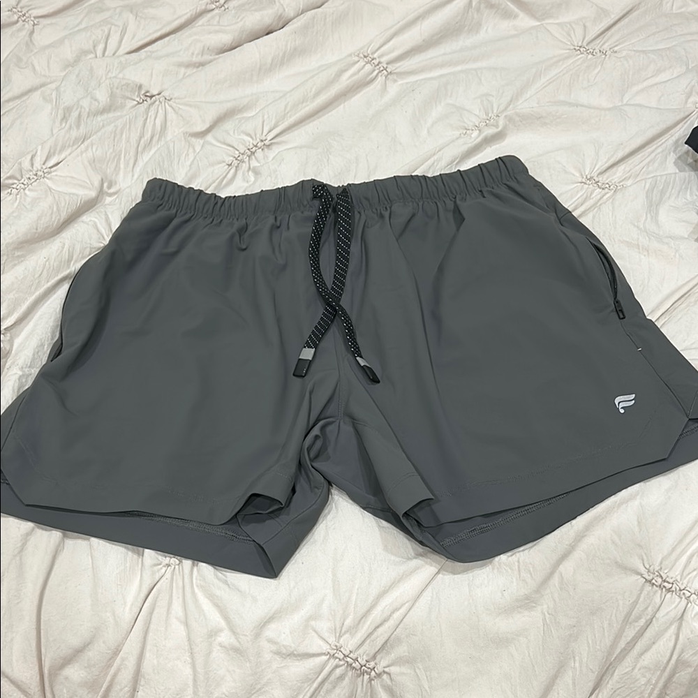Fabletics Gray Athletic Shorts with Elastic Waistband
